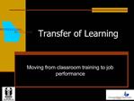 Transfer of Learning