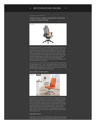 Check These 5 Points for Buying the Right Gaming Chairs Online