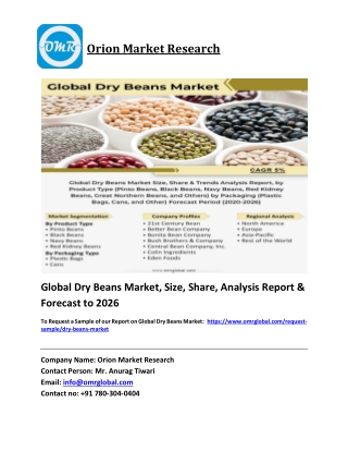 Global Dry Beans Market Trends, Size, Competitive Analysis and Forecast 2020-202