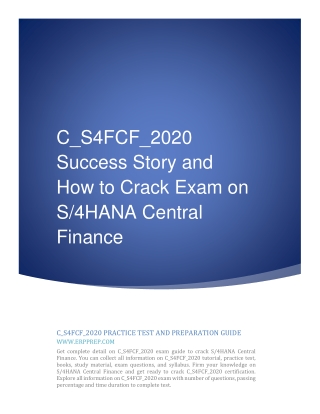 C_S4FCF_2020 Success Story and How to Crack Exam on S/4HANA Central Finance