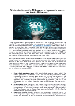 What are the tips used by SEO services in Hyderabad to improve your brand’s SEO ranking-converted