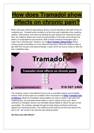 How does Tramadol show effects on chronic pain?