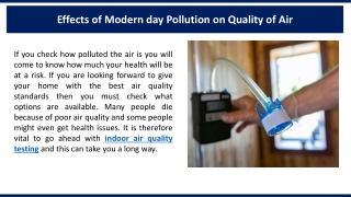 Effects of Modern day Pollution on Quality of Air