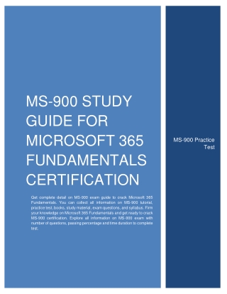 [LATEST] MS-900 Study Guide for Microsoft 365 Fundamentals Certification