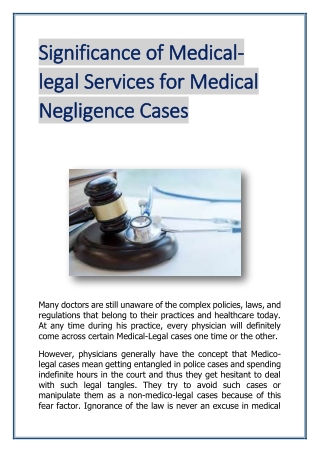 Significance of Medical-legal Services for Medical Negligence Cases