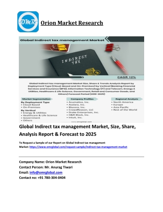 Global Indirect tax management Market Trends, Size, Competitive Analysis and For