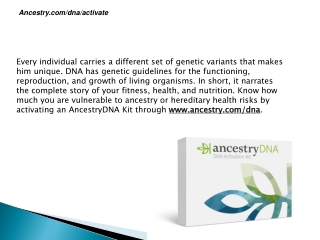 Ancestry.com/dna/activate - Ancestry Sign In - Activate Your DNA Kit