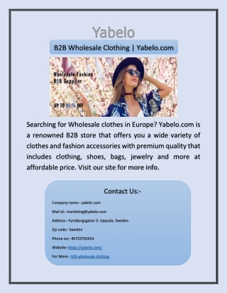 B2B Wholesale Clothing | Yabelo.com
