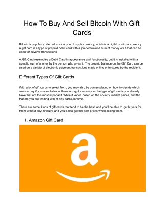 How to Buy Bitcoin with Gift Card