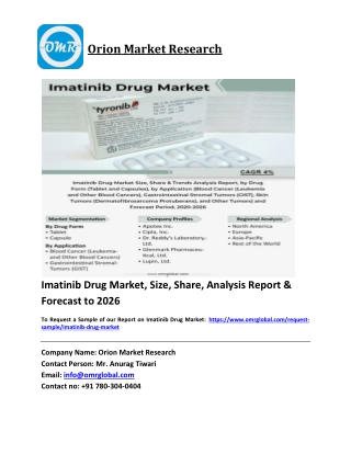 Imatinib Drug Market Trends, Size, Competitive Analysis and Forecast 2020-2026
