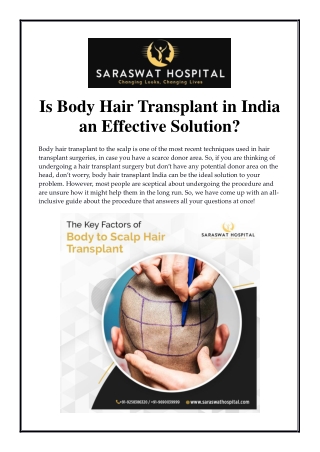 Is Body Hair Transplant in India an Effective Solution