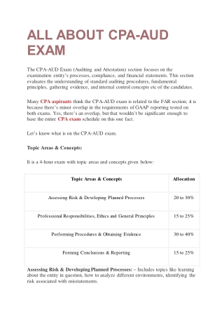 ALL ABOUT CPA-AUD EXAM