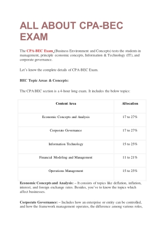ALL ABOUT CPA-BEC EXAM