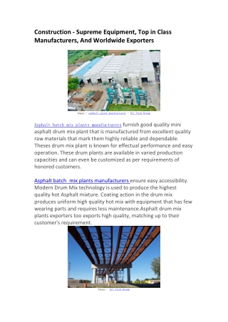 Construction - Supreme Equipment, Top in Class Manufacturers, And Worldwide Exporters