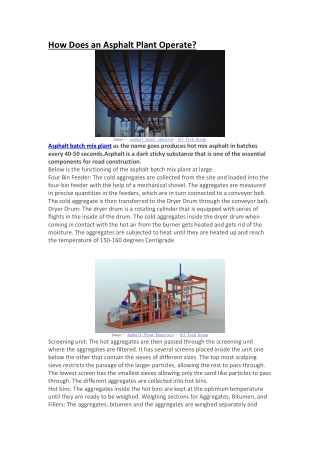 How does an Asphalt plant operates