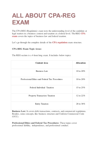 ALL ABOUT CPA-REG EXAM