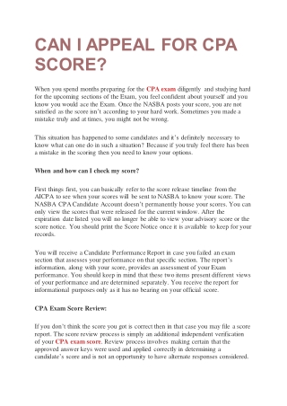 CAN I APPEAL FOR CPA SCORE