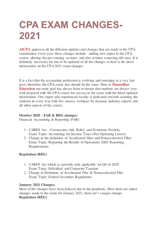 CPA EXAM CHANGES-2021