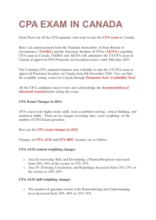CPA EXAM IN CANADA