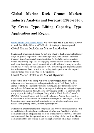 Global Marine Deck Cranes Market