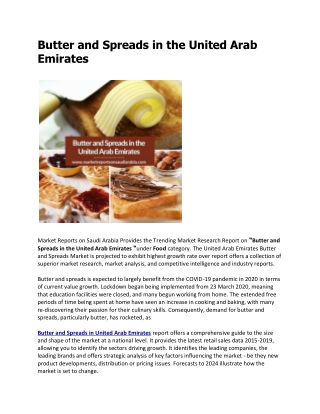 Butter and Spreads in the United Arab Emirates