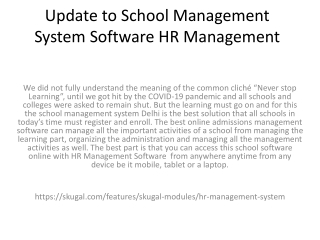 Update to School Management System Software HR Management