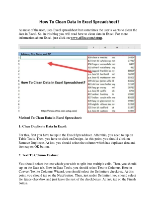 How To Clean Data In Excel Spreadsheet? Office.com/setup