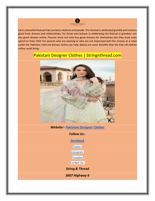Pakistani Designer Clothes | Stringnthread.com