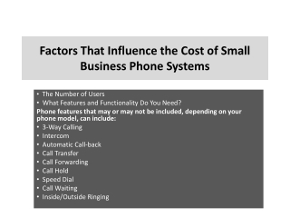Factors That Influence the Cost of Small Business Phone Systems