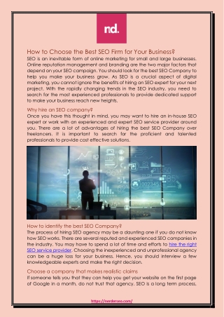 How to Choose the Best SEO Firm for Your Business?