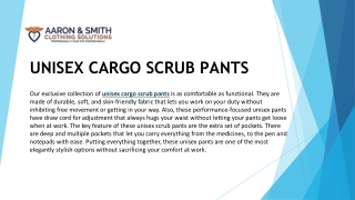 Buy Unisex Cargo Scrub Pants online at Aaron&Smith | 30% Off