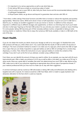 When As Well As Exactly How Typically Should You Take Cbd?