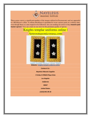Knights templar uniforms online | Arreosmasonicosusa.com