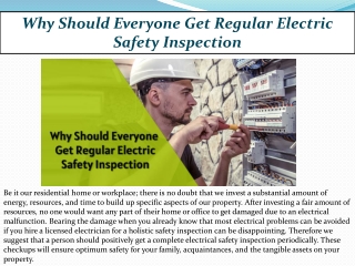 Why Should Everyone Get Regular Electric Safety Inspection
