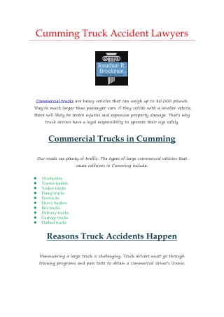 Cumming Truck Accident Lawyers