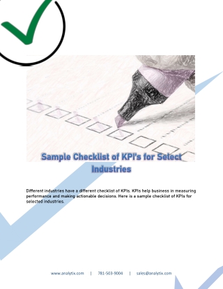 Sample Checklist of KPIs for Select Industries