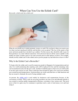 When Can You Use the Ezlink Card