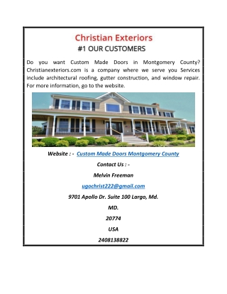 Custom Made Doors Montgomery County | Christianexteriors.com