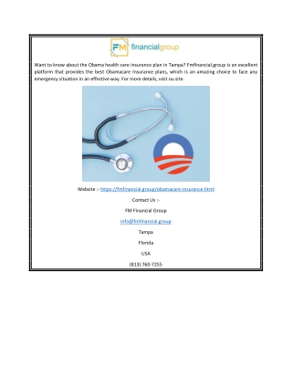 Obama Health Care Plan Tampa  Fmfinancial.group