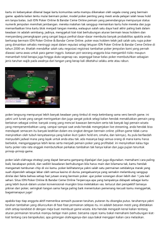 Daftar IDN Poker Online & Bandar Ceme Online Terbaru: Bingkisan Biasa Bersama Tu