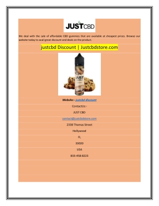 justcbd Discount | Justcbdstore.com