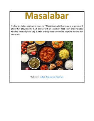 Indian Restaurant Near Me  masalabarandgrill.com.au