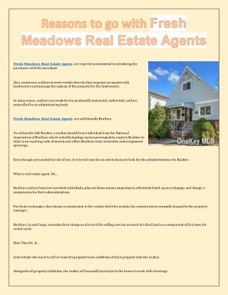 Reasons to go with Fresh Meadows Real Estate Agents