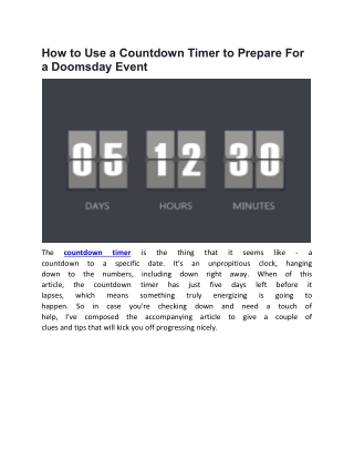 How to Use a Countdown Timer to Prepare For a Doomsday Event