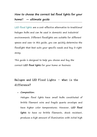 10.How to choose the correct led flood lights for your home？ — ultimate guide