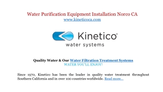 Water Purification Equipment Installation Norco CA