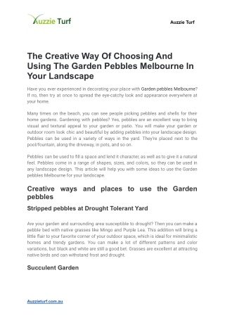 The Creative Way Of Choosing And Using The Garden Pebbles Melbourne In Your Landscape