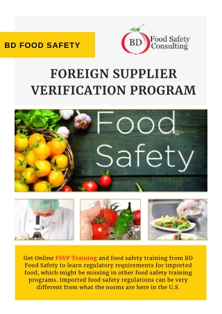 Foreign Supplier Verification Program - BD Food Safety