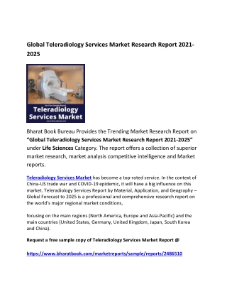 Global Teleradiology Services Market Forecast 2021-2025