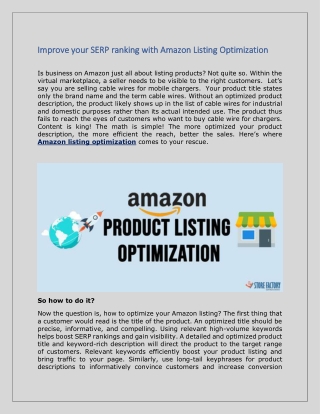 Improve your SERP ranking with Amazon Listing Optimization